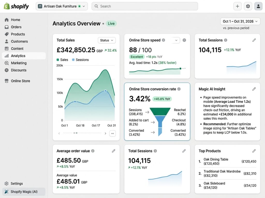 Screenshot of the headline result for Website & Store Build